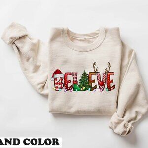 Christmas Sweatshirt, Believe Christmas Sweatshirt, Christmas Sweater
